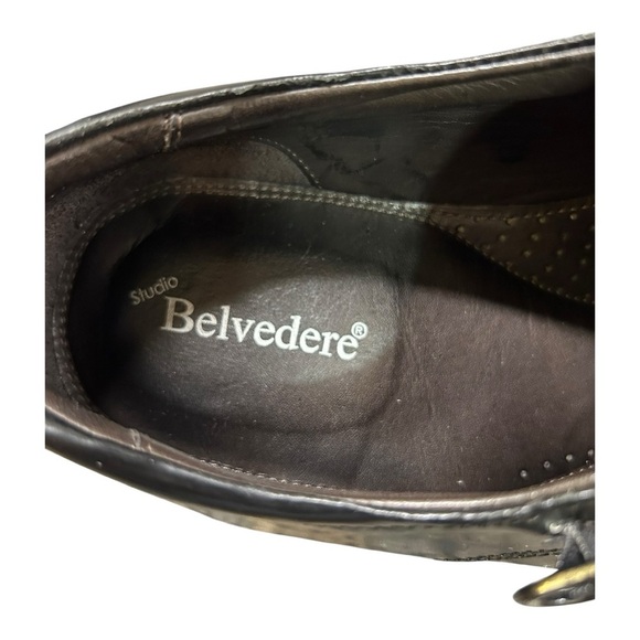 Studio Belvedere Frost Men’s Dress Black Leather Shoes Size 12 D Made in Brazil - Picture 13 of 14